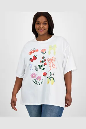 Grayson Threads, The Label Trendy Plus Size Floral & Ribbon Graphic T-Shirt
