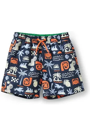 Cotton On Boys Little/Big Bailey Board Short - Squid ink/sun and sea