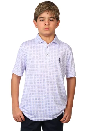 Tailorbyrd Boys Four Squared Geo Printed Performance Polo