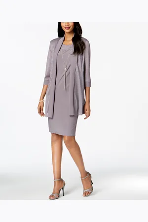 R & M Richards Necklace Dress & Metallic-Trim Jacket