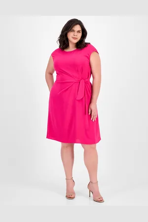 Connected Plus Size Side-Tie Cap-Sleeve Sheath Dress