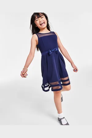 Calvin Klein Big Girls Illusion Mesh Bow Front Dress
