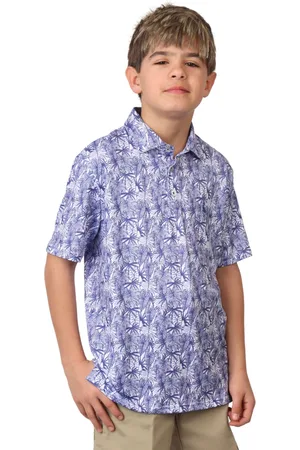 Tailorbyrd Boys Stenciled Leaves Printed Performance Polo
