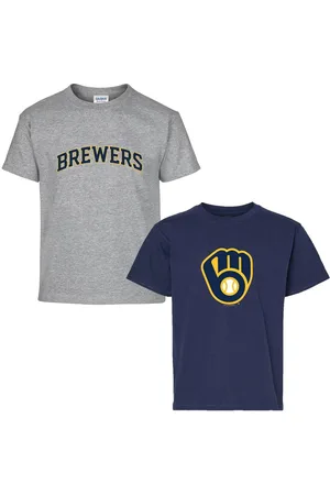 Soft As A Grape Big Boys and Girls 2-Pack Navy/Heather Gray Milwaukee Brewers T-Shirt Set - Navy, Heather Gray