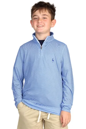 Tailorbyrd Boys Stripe Printed Performance Quarter Zip