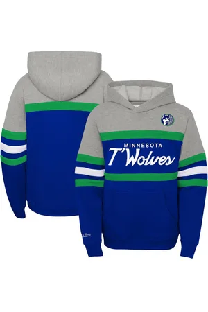 Mitchell & Ness Big Boys and Girls Blue/Heather Gray Minnesota Timberwolves Hardwood Classics Head Coach Pullover Hoodie - Blue, Heather Gray