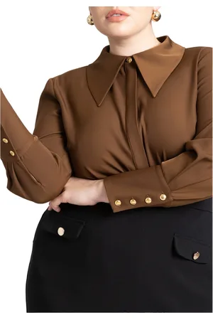 Eloquii Plus Size Pointed Collar Button Up Shirt