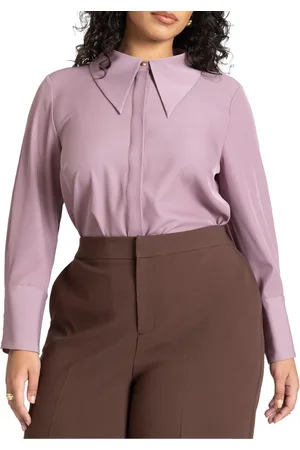 Eloquii Plus Size Pointed Collar Button Up Shirt
