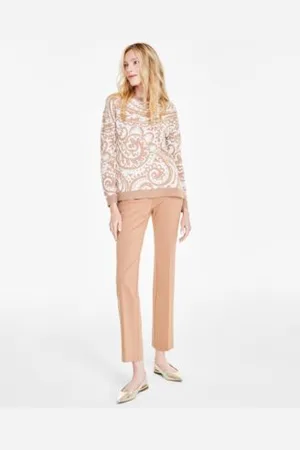 Jones New York Womens Paisley High Low Boat Neck Sweater Nyc Compression Bootcut Pull On Pants