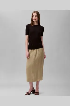 Calvin Klein Womens Short Sleeve Sweater Midi Skirt