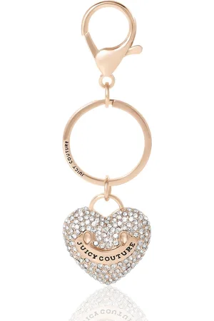 Juicy Couture Pave Heart Keychain – Sparkling Gold-Tone Charm - Gold, clear