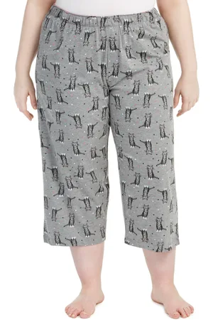 HUE Womens Plus Size Sleepwell Printed Knit Capri Pajama Pant made with Temperature Regulating Technology