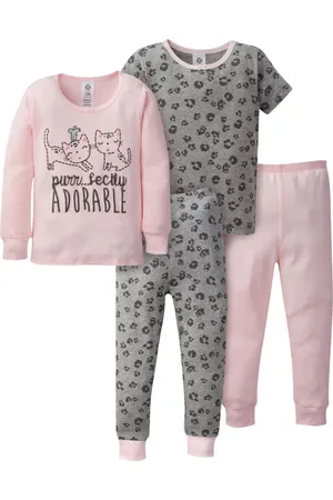 Gerber Toddler Girls 4-Piece Snug Fit Cotton Pajamas, Deer, 5T