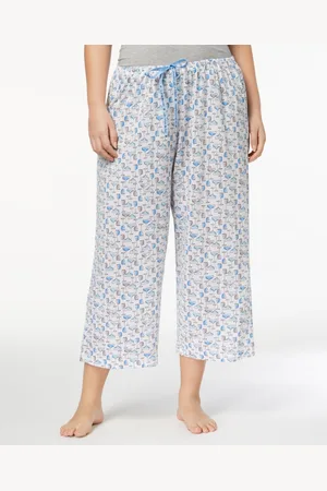 HUE Womens Plus Size Sleepwell Printed Knit Capri Pajama Pant made with Temperature Regulating Technology