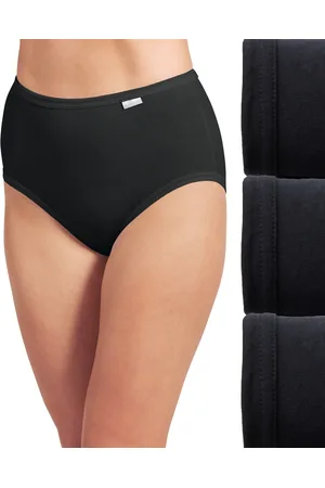 Jockey Elance Brief 3 Pack Underwear 1484, 1486 Extended Sizes - Black/Black/Black