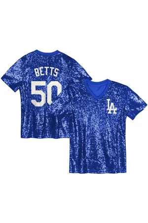 Outerstuff Juniors Mookie Betts Los Angeles Dodgers Name Number Sequin V-Neck Top