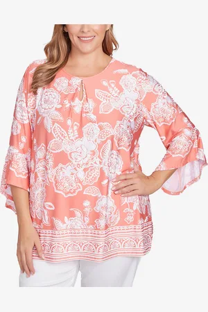 RUBY Plus Size Puff Print Ruffle Top