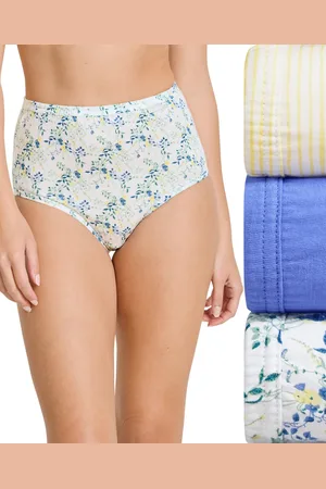 Jockey Elance Brief 3 Pack Underwear 1484, 1486 Extended Sizes - Iris Blue/tender Stripe Yellow-print/dai