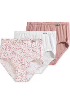 Jockey Elance Brief 3 Pack Underwear 1484, 1486 Extended Sizes - White/prim Floral/earth Rose