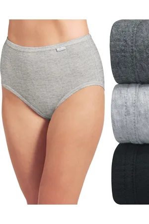 Jockey Elance Brief 3 Pack Underwear 1484, 1486 Extended Sizes - Grey Heather/Charcoal Grey Heather/Black