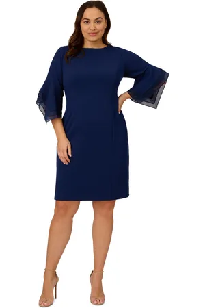 Adrianna Papell Plus Size Tiered-Cuff 3/4-Sleeve Sheath Dress