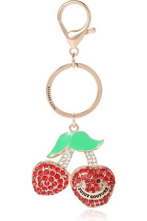 Juicy Couture Cherry Pave Charm Keychain - Red, green, gold