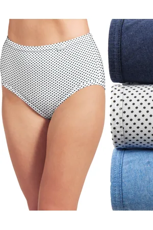 Jockey Elance Brief 3 Pack Underwear 1484, 1486 Extended Sizes - Deep Blue Heather/Deep Blue Dot/Sea Blue