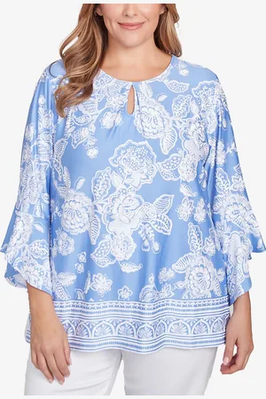 RUBY Plus Size Puff Print Ruffle Top
