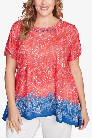 RUBY Plus Size Americana Embellished Jersey Crew Neck Top