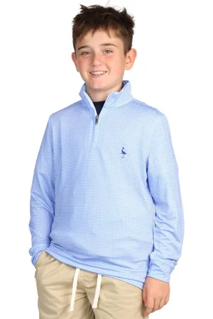 Tailorbyrd Boys Houndstooth Printed Performance Quarter Zip