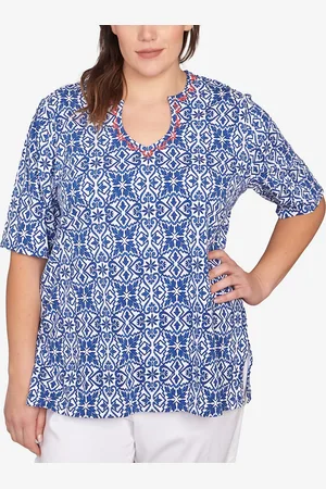 RUBY Plus Size Pacific Medallions Embellished Knit Top