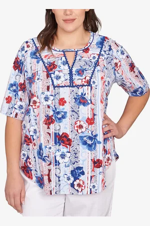 RUBY Plus Size Riviera Floral Stripe Print Knit Top