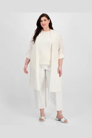 Anne Klein Plus Size Pucker-Wave Knit Open-Front Cardigan