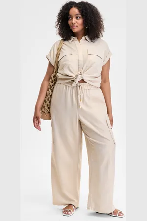 I.N.C. International Concepts Plus Size Drawstring-Waist Wide-Leg Cargo Pants, Exclusively at Macy
