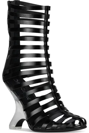 Jeffrey Campbell Santigold Sculpted Strappy High-Heel Dress Sandals - Black Shiny/Clear