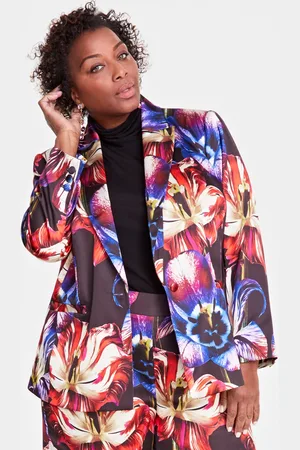 I.N.C. International Concepts Plus Size Printed Blazer, Created for Macy