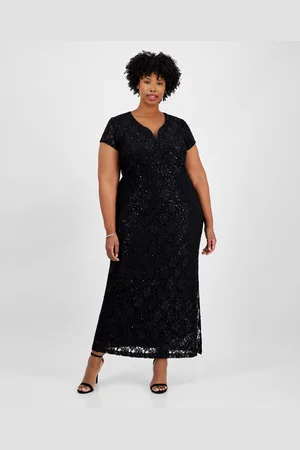 Connected Plus Size Sequined Lace Gown