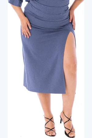 DAI MODA Plus Size Bridgett High Waist Midi Skirt