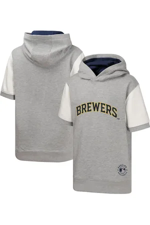 Outerstuff Big Boys and Girls Milwaukee Brewers Line Up Short Sleeve Pullover Hoodie