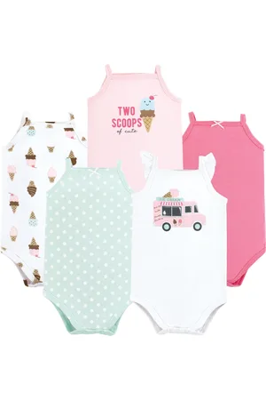 Hudson Baby Girls Hudson Cotton Sleeveless Bodysuits Shark Types, 3-6 Months