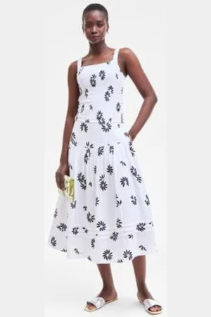 On 34th Womens Cotton Gauze Smocked Tank Tiered Midi Skirt Exclusively At Macys