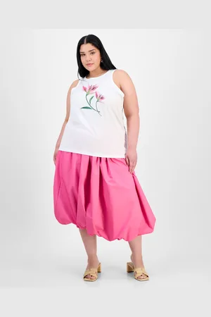 On 34th Trendy Plus Size Bubble-Hem Midi Skirt, Exclusively at Macy