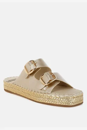 RAG & CO Miova Metallic Buckle Detail Espadrille Flatforms