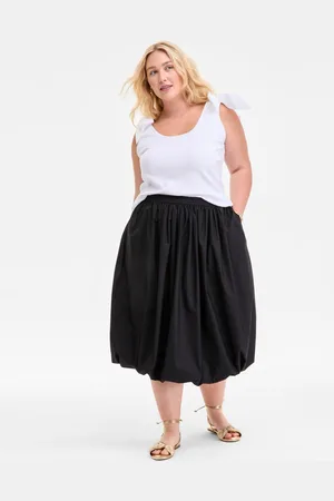 On 34th Trendy Plus Size Bubble-Hem Midi Skirt, Exclusively at Macy