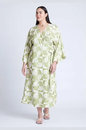 Eloquii Plus Size Kimono Sleeve Maxi Wrap Dress