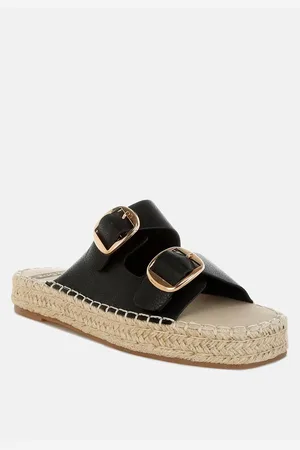 RAG & CO Palala Genuine Soft Leather Square Toe Espadrilles