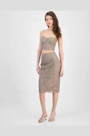 Guess Womens Josiane Cropped Lace Corset Top Josiane Lace Pencil Skirt