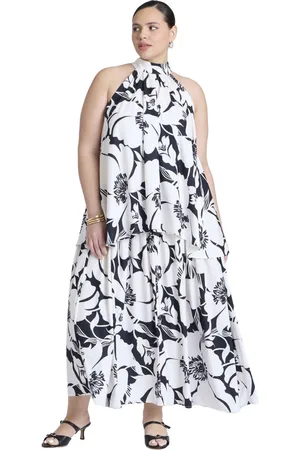 Eloquii Plus Size Double Layer Trapeze Maxi Dress
