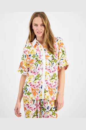 Jm Collection Petite Seline Printed Button-Front Blouse, Exclusively at Macy