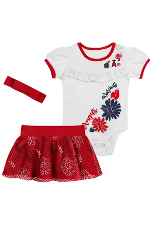 Outerstuff Baby Boys and Girls 3-Piece Los Angeles Angels Sweet Catcher Headband Skirt Set